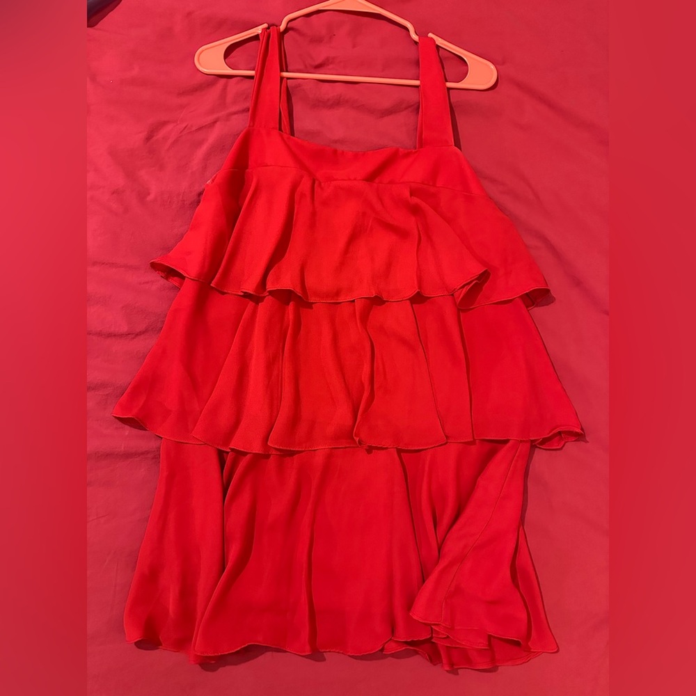 Red Layered Sleeveless Dress